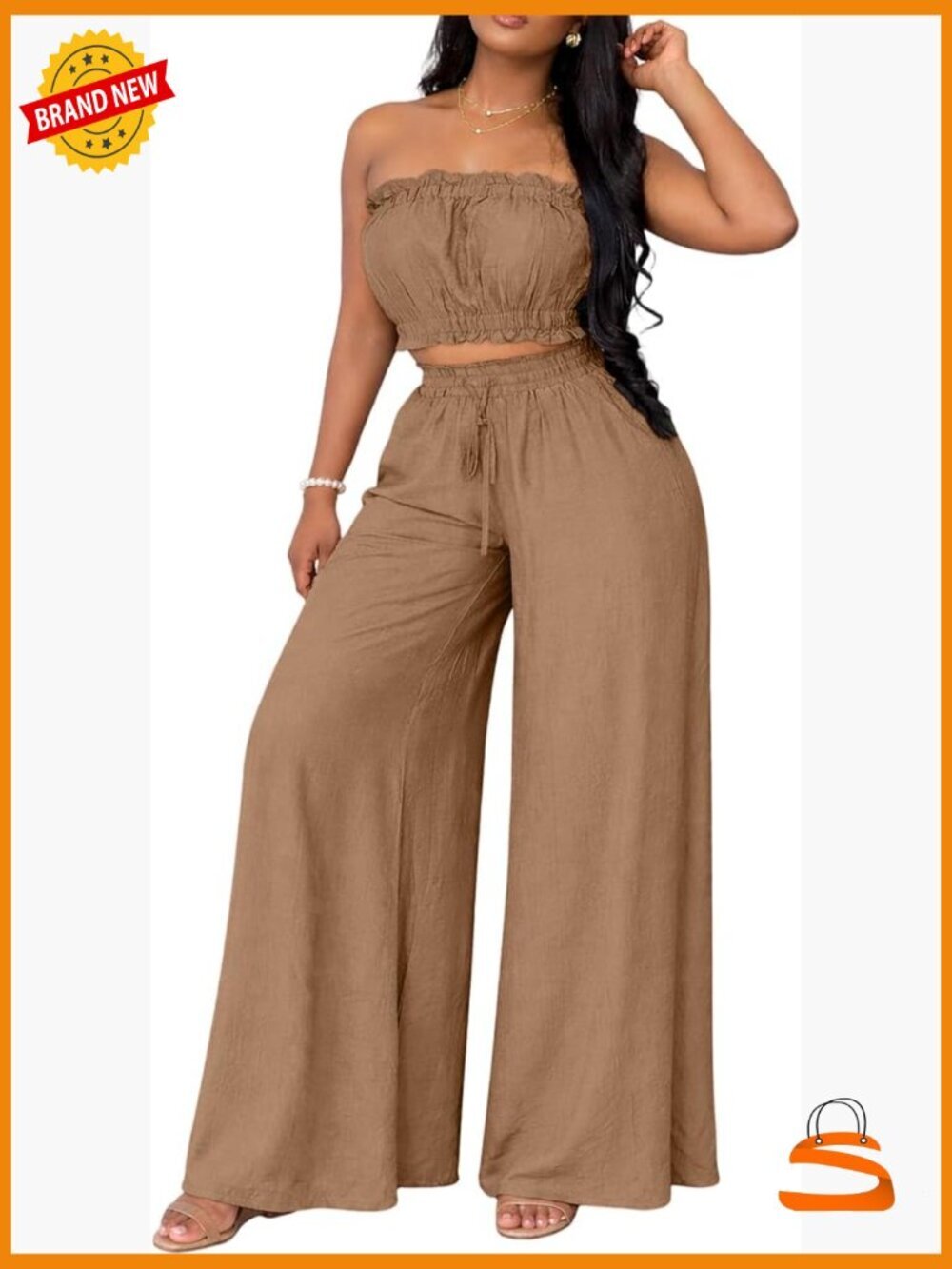 Off Shoulder Crop Top Wide Leg Pants Set Going Out Outfits